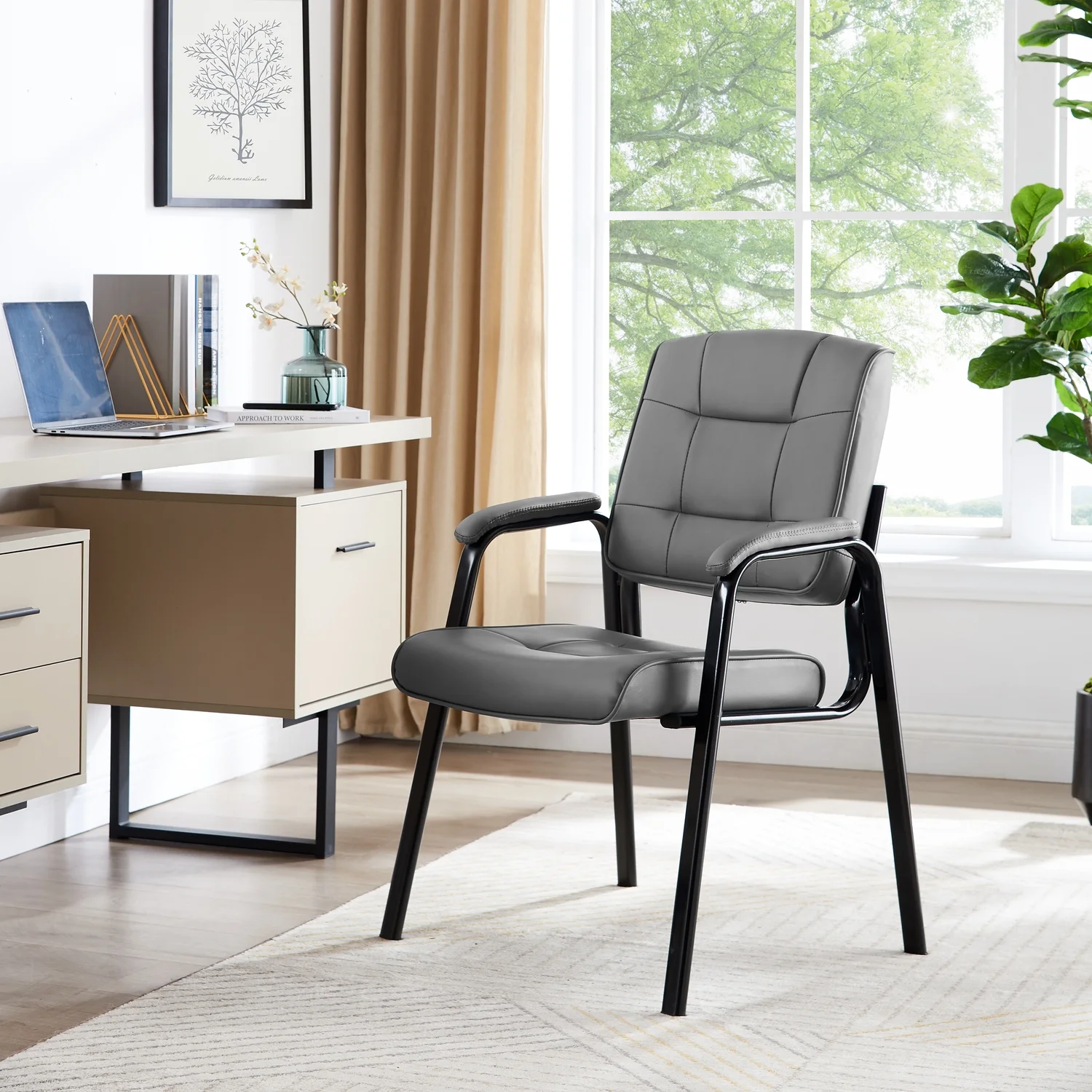 Naomi Home Executive Office Guest Chair-Fabric:Gray