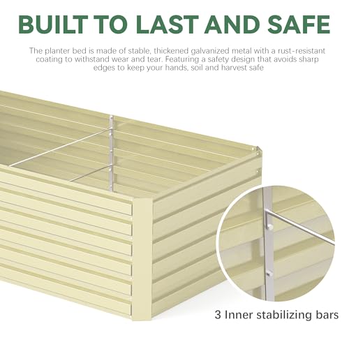 FOOWIN 2pcs 8x4x2ft Galvanized Raised Garden Bed, Planter Raised Garden Boxes Outdoor, Large Metal Raised Beds for Gardening