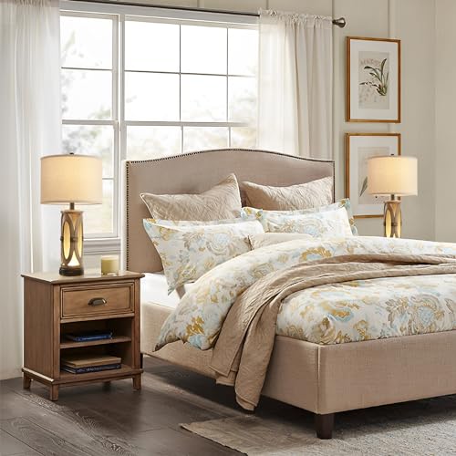 Table lamps for Living Room Set of 2, Rustic Farmhouse Nightstand Lamp with Dual USB Ports