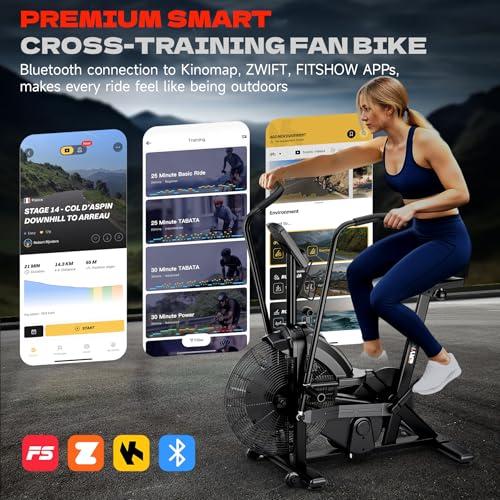 Air Bike, Exercise Bike with Magnetic & Air Resistance Fan Bike, Stationary Bike for Home Cardio Workout