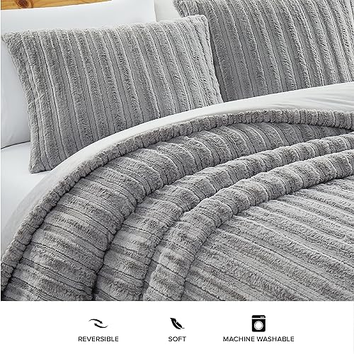 UGG Kenzie Full/Queen Comforter Set with 2 Pillow Shams Plush Faux Fur Bedding Soft Warm Down Alternative Comforter Washable Hypoallergenic Fluffy