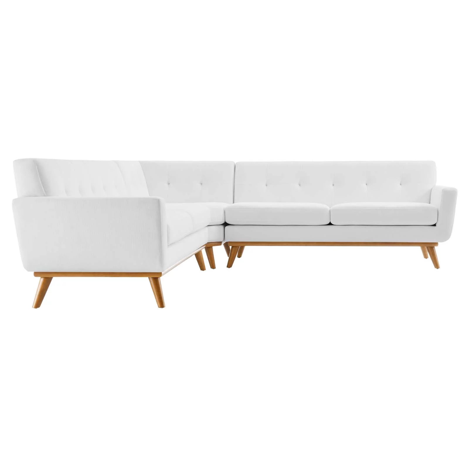 Modway Engage L-Shaped Upholstered Fabric Sectional Sofa in White