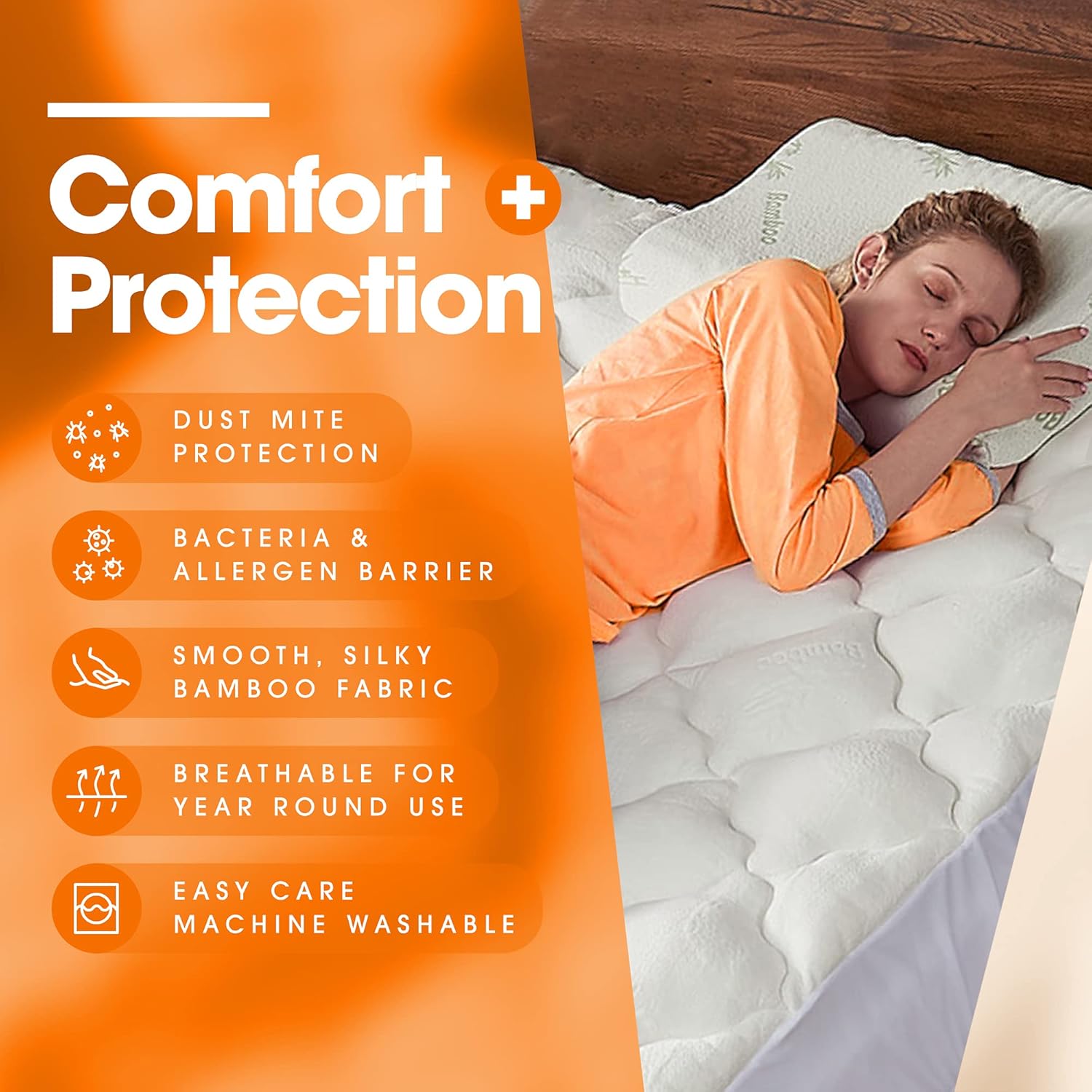 Cheer Collection Soft and Plush Bamboo Fitted Mattress Topper - California King - Plush Eco Friendly Protector Cover for Bedding