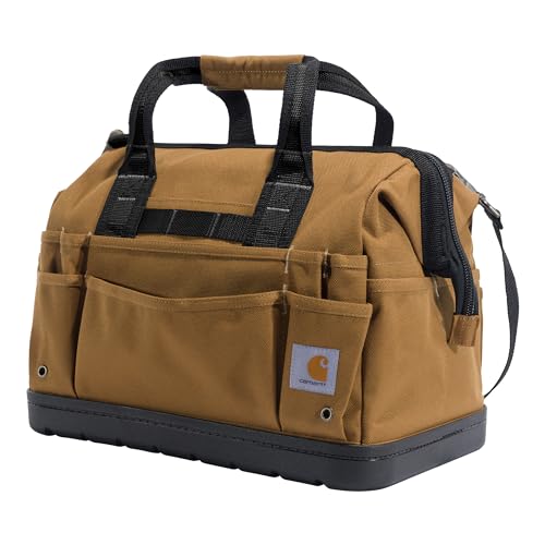 Carhartt Onsite Tool Bag, Durable Water-Resistant, Tool Storage Bag, Heavyweight w/Molded Base, 18-Inch, Carhartt Brown