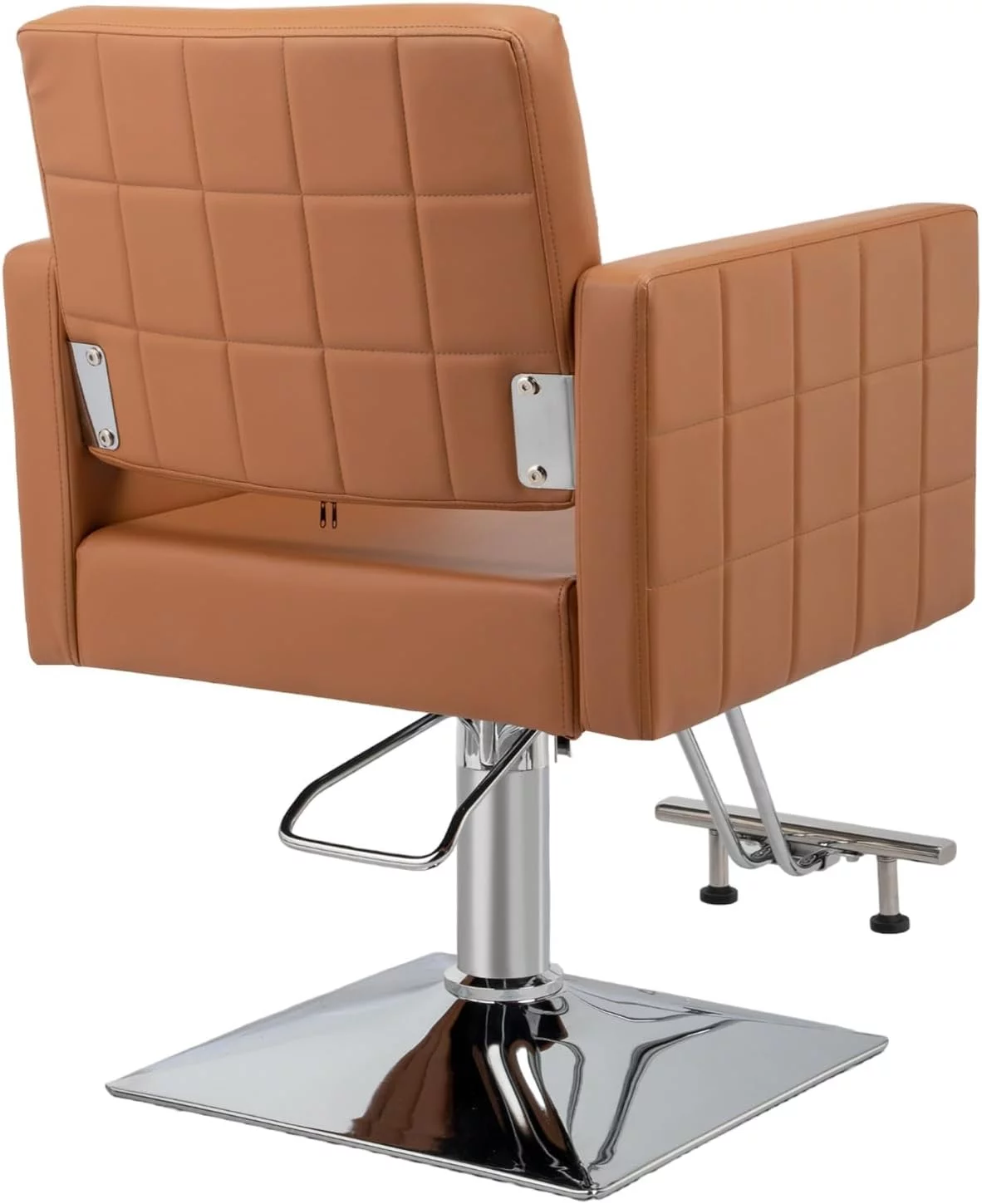 OmySalon Salon Styling Chair for Hair Stylist Wide Seat, Hydraulic Barber Chair with Stainless Steel Footrest, Camel Hair Salon Chair Heavy Duty