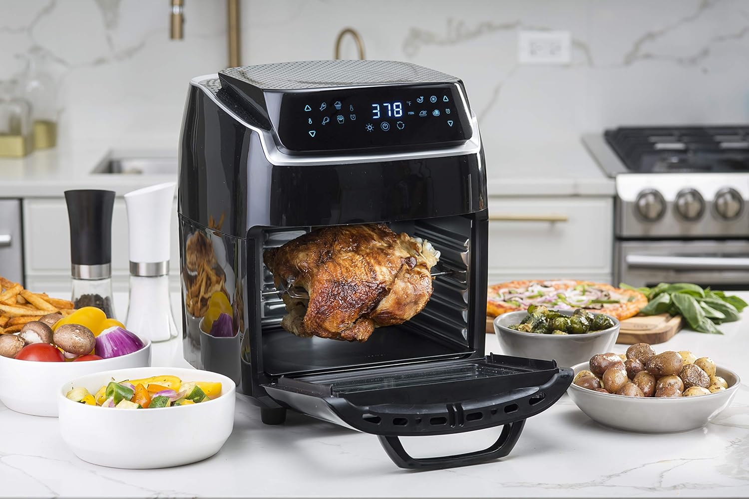 Aria Air Fryers AAO-890 10Qt Air Fryer Oven, Black