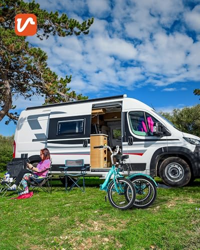 Viribus Folding Adult Tricycle, 20 inch Folding Tricycle for Adults with Lock, 1 or 7 Speed 3 Wheel Bike