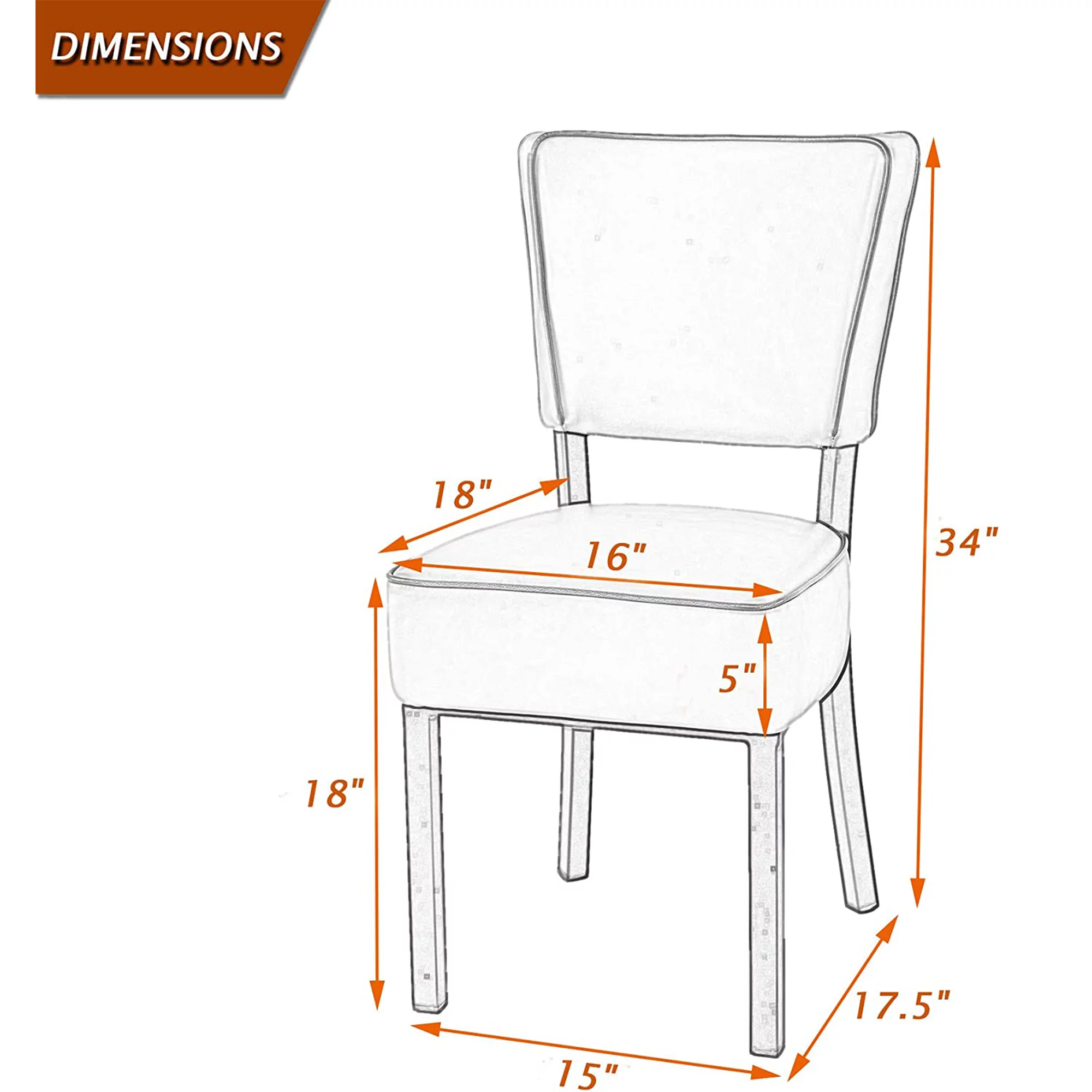 KARMAS PRODUCT Kitchen Dining Chairs Set of 2 Modern Classic Leather Side Chair for Dining Room Cafe Bedroom, Orange
