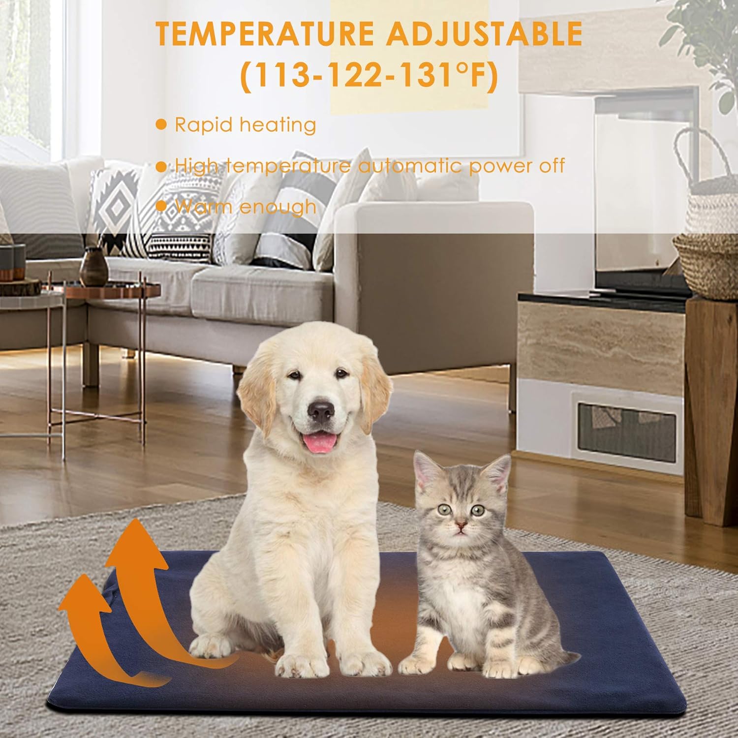 Pet Heating Pad for Dogs and Cats ​Upgraded Electric Pet Heated Mat Dog Warming Bed with Waterproof and Auto Power Off