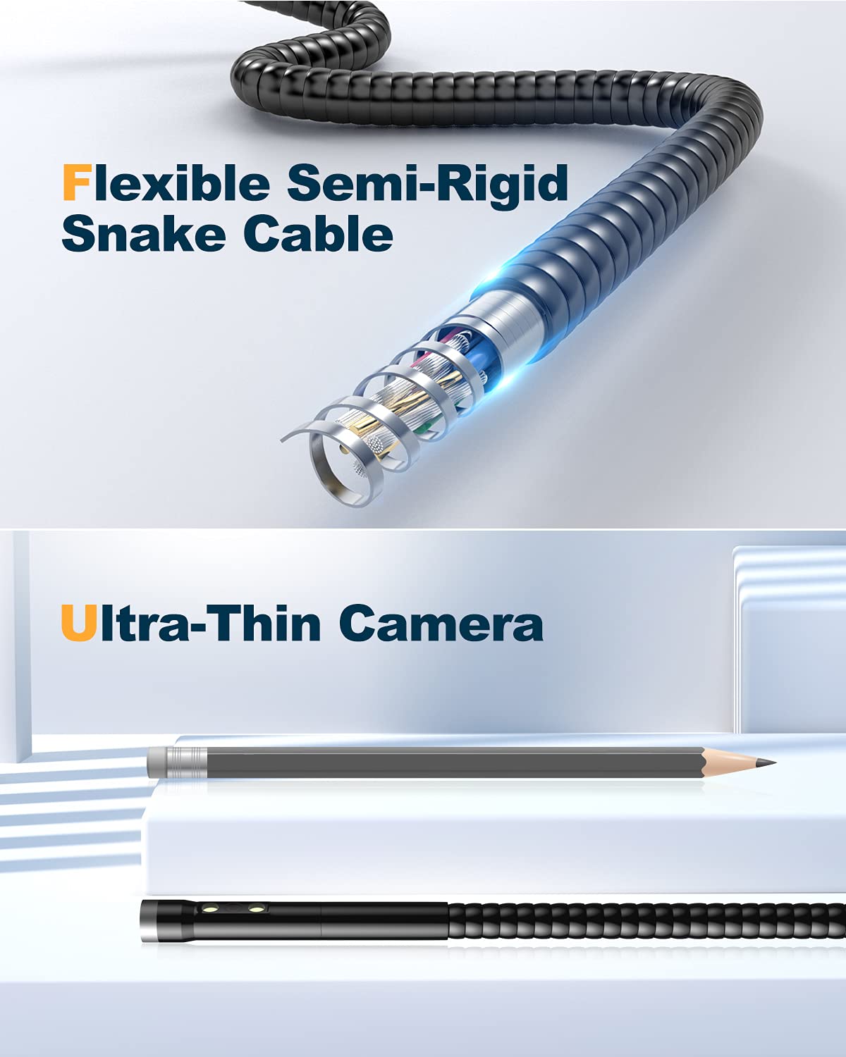 LIMINK Endoscope Dual Lens Inspection Camera 1080P HD Borescope, 5.5mm Snake Camera Endoscopic with Metal Cable & 4.3'IPS Hard Screen