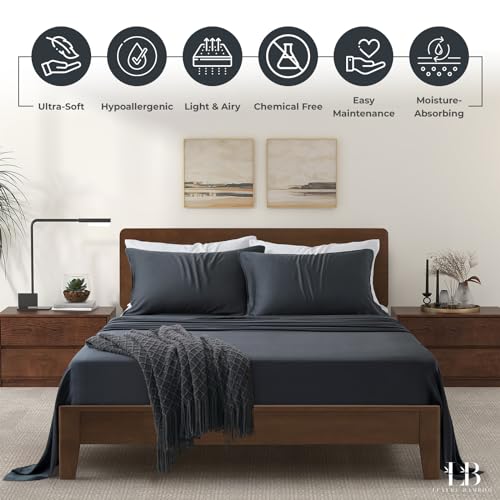 Luxury Bamboo Market | Queen Size Bed Sheet Set | 100% Viscose Made from Bamboo | Organically Grown | Ultra Soft | Cooling Sheets for Hot Sleepers |