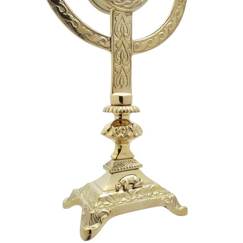 Needzo Brass Embossed Celtic Cross Reliquary, Sacred Storage Vessel, Catholic Church Decor, 13 x 8.75 Inches