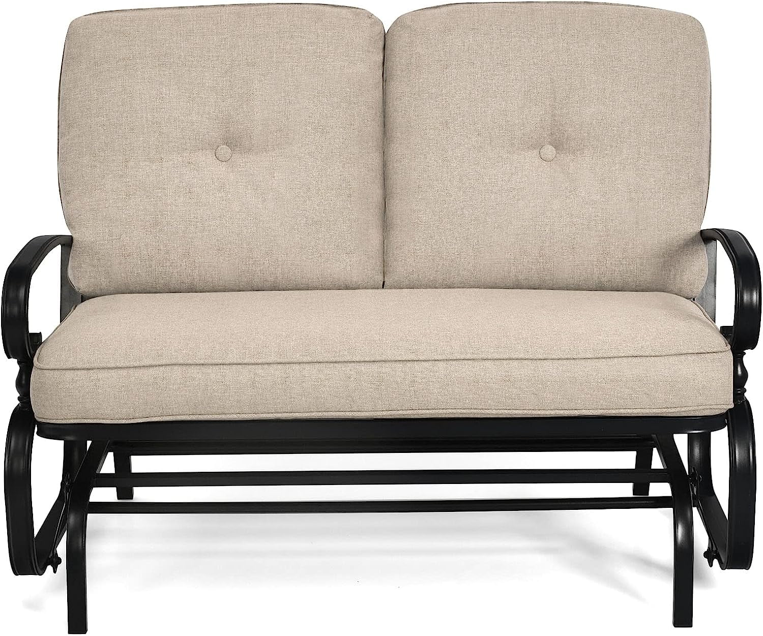 Outdoor Glider Bench Patio Loveseat with Cushions, 2-Person Outdoor Rocking Chair, Porch Glider Swing for Garden, Backyard, Poolsise