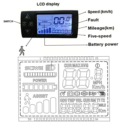 36V 350W Electric Bike Conversion Kit 26" Front Wheel E-Bike Motor Hub Motor Set 5 Speed Adjustable 35 Km/H Electric Bicycle Kit with LCD Display