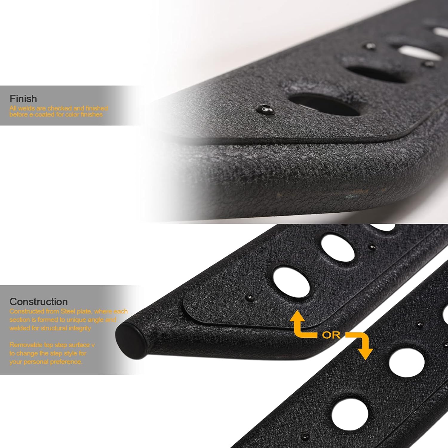 Stehlen 642167823544 Round Pattern Rock Slider Rocker Style Side Step Rail Nerf Bars Running Boards - Textured Black For Ram 1500 2019-2022 Crew Cab