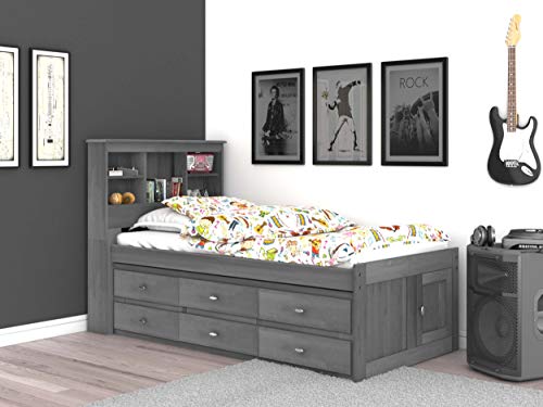 Discovery World Furniture White Full Bookcase Bed with 6 Drawers