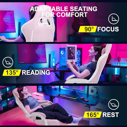 GTPLAYER Gaming Chair, Computer Office Chair with Pocket Spring Cushion, Linkage Armrests and Footrest
