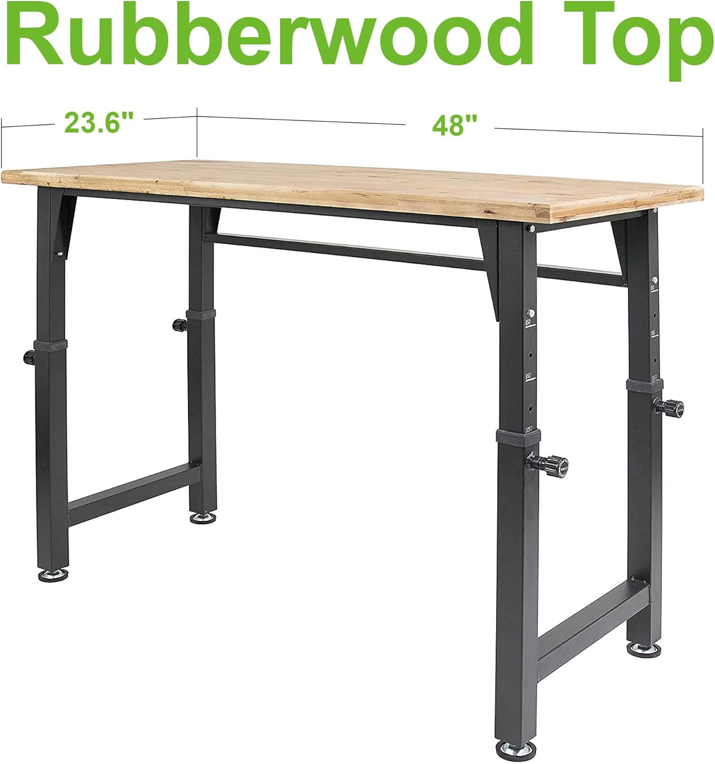 Allspace 48 Height-Adjustable Workbench, 2000 LBS Load Capacity Rubber Wood Top Work Table