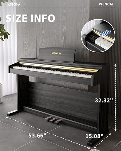 88 Keys Digital Piano Hammer Action Weighted Keyboard Piano, Full Size Upright Electric Piano, Wooden Electronic Piano for Beginner Professional
