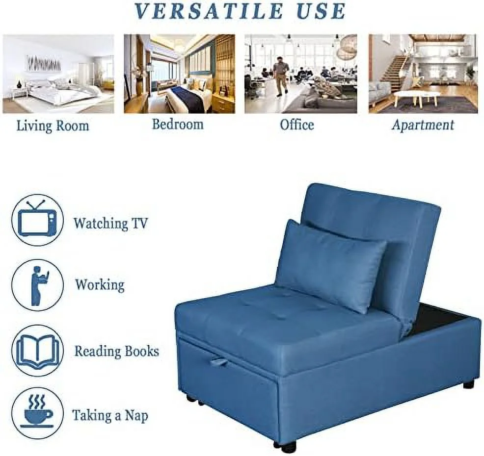 YZboomLife Sleeper Chair Bed  Convertible Chair 4 in 1 Multi- Folding Ottoman Sofa Bed Pull Out Sleeper Chair Beds  Adjustable Backrest  Single Bed