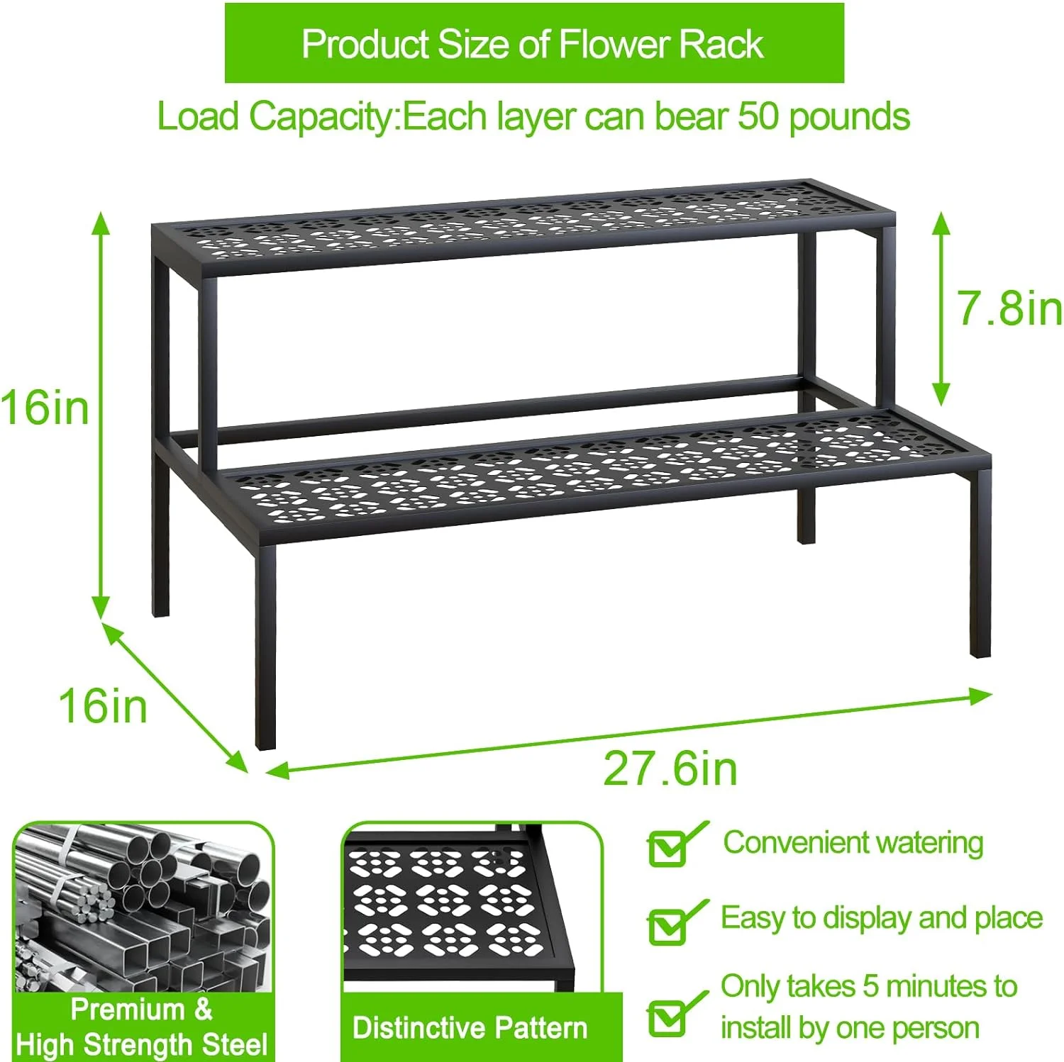 Metal Plant Stand 2 Tier Potted Multiple Flower Pot Holder Plant Shelf Indoor Plants Multiple