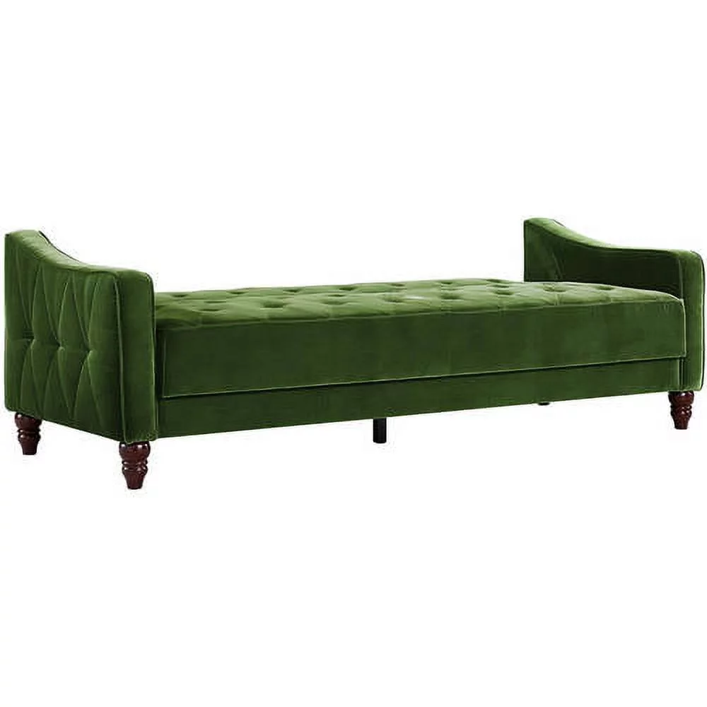 Novogratz Vintage Tufted Sofa Sleeper II, Green Velvet