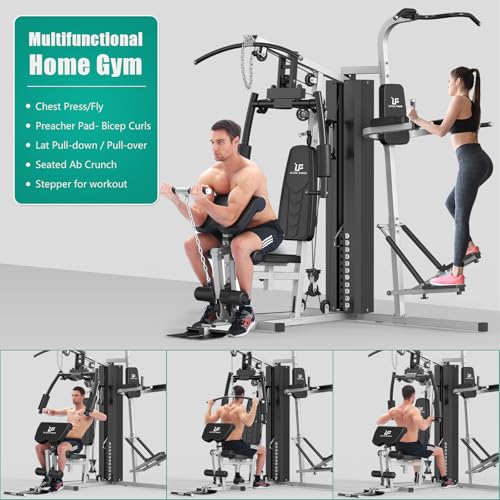 Multifunctional Home Gym Equipment Workout Station with Pulley System, Arm, and Leg Developer for Full Body Training