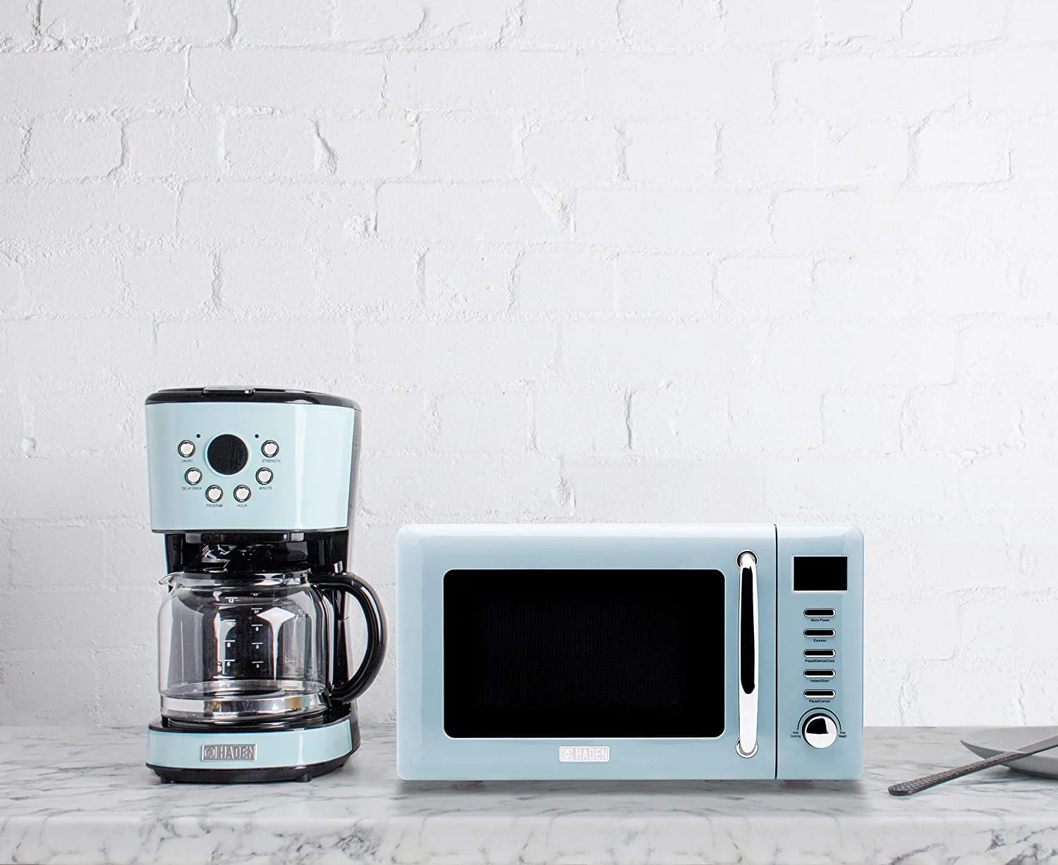 HADEN 75032 Heritage Innovative 12 Cup Capacity Programmable Vintage Retro Home Countertop Coffee Maker Machine with Glass Carafe  Turquoise Blue