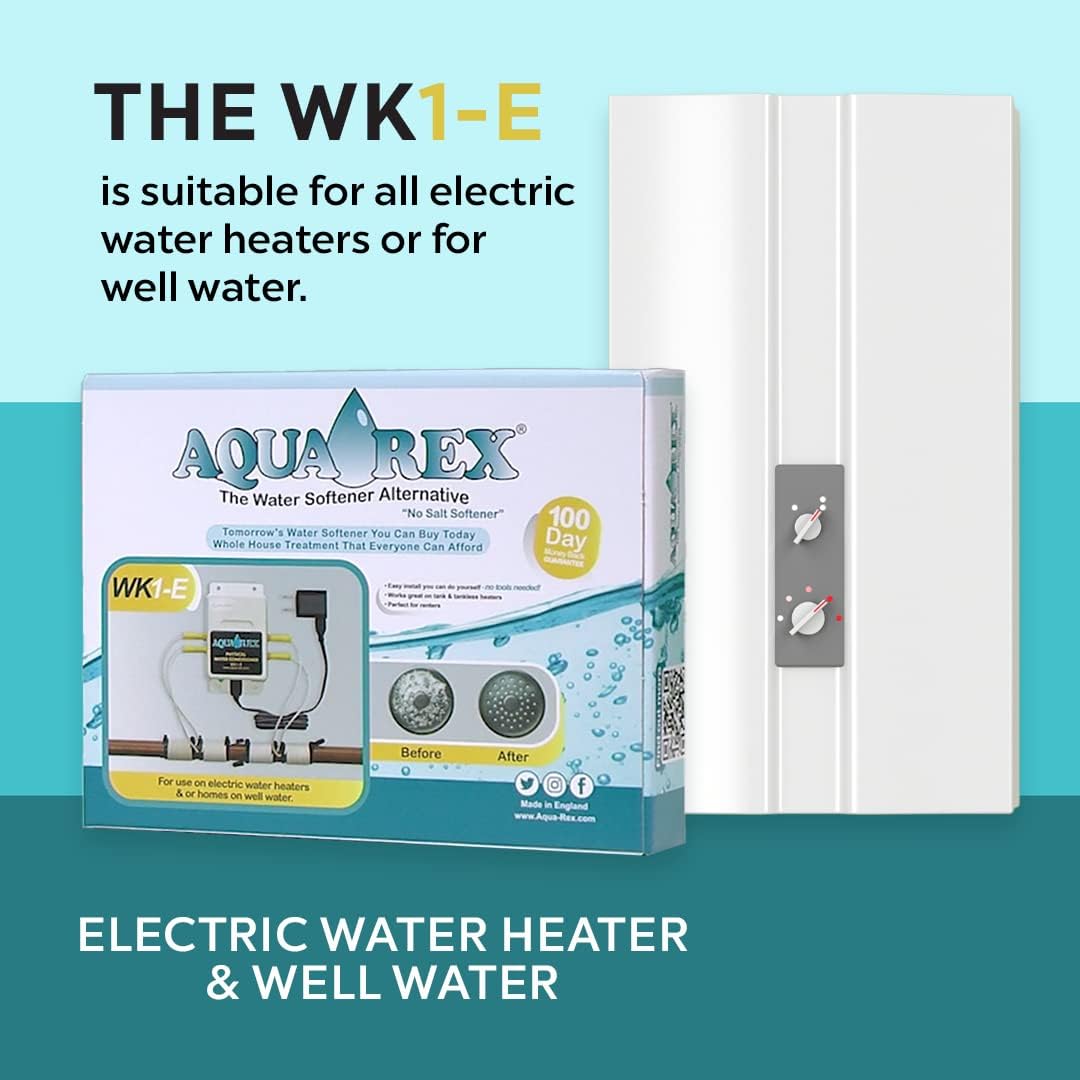 Water Softener Alternative Salt Free for Electric Heater, Water softener for Well water, Soft water for Hair & Skin (WK1-E)