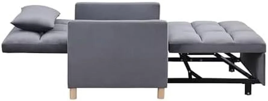 RUNFAYBIU Convertible Sleeper Sofa Chair Bed  3-in-1 Multi-Functional Velvet Couch with Pull-Out Bed  Modern Chaise Lounge Chair with Adjustable