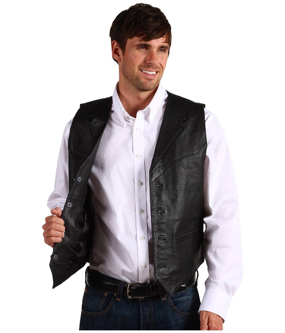 Roper Western Vest Mens Leather Button 02-075-0510-0503 Bl Black