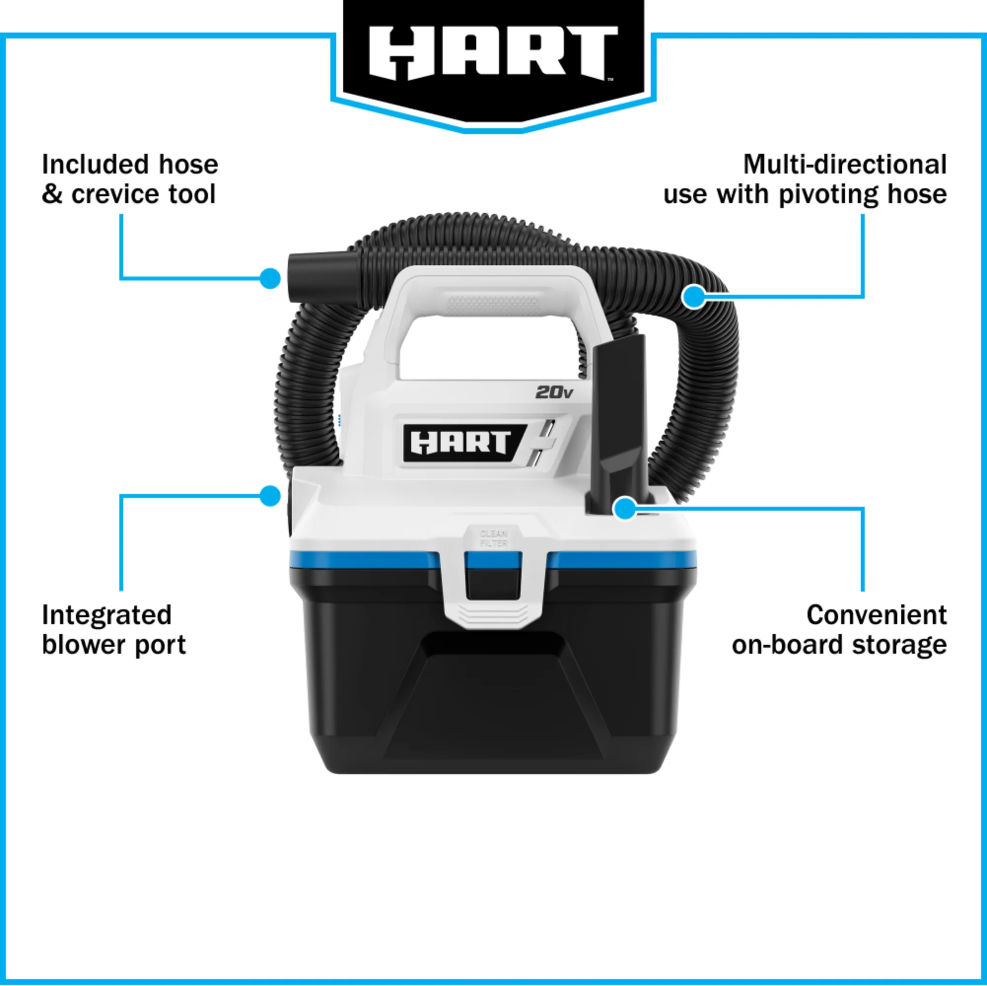 HART 20-Volt 1 Gallon Wet/Dry Vacuum Kit (1) 20-Volt Lithium-Ion Battery
