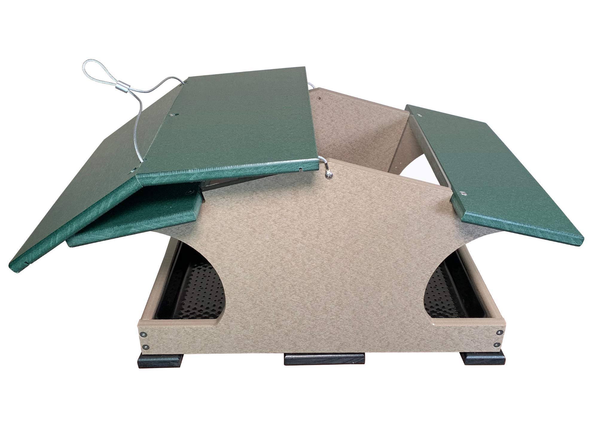 JCS Wildlife Large Poly Hopper Bird Feeder (Green/Tan)
