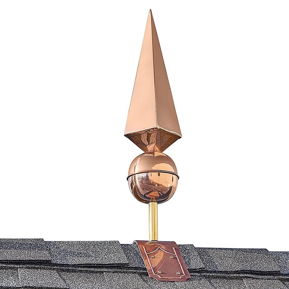 Good Directions Lancelot Finial with Decorative Copper Roof Mount - 30 inchh, Bronze