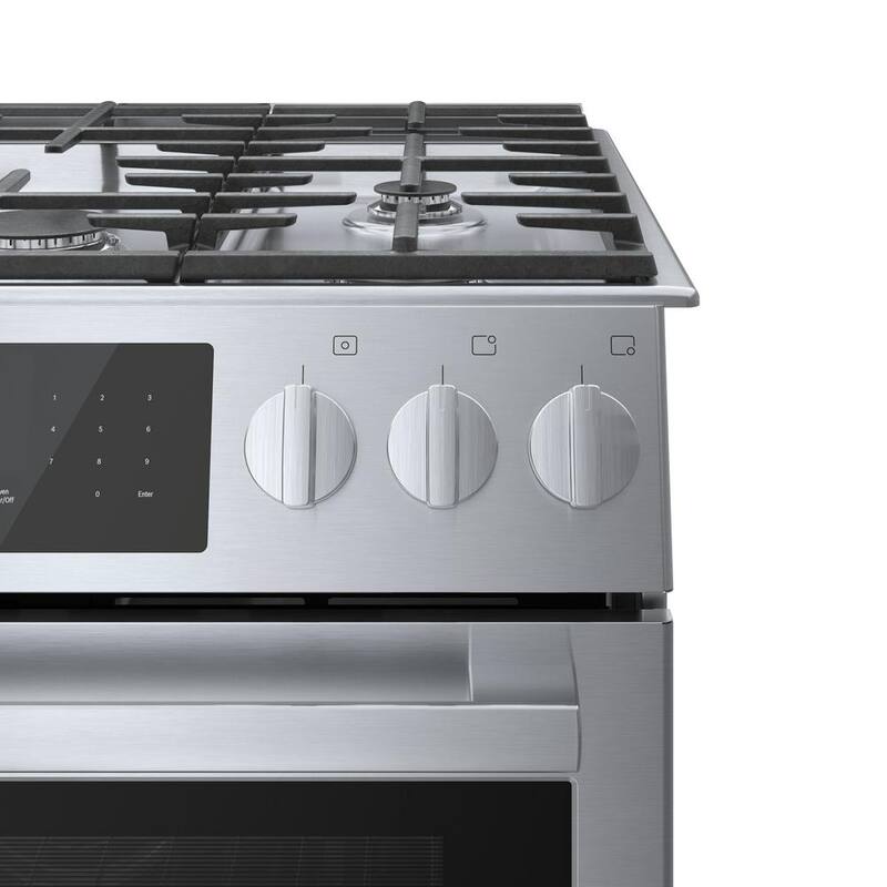 Benchmark Series 30 in. 4.6 cu. ft. Slide-In Dual Fuel Range with Gas Stove and Electric Oven in Stainless Steel