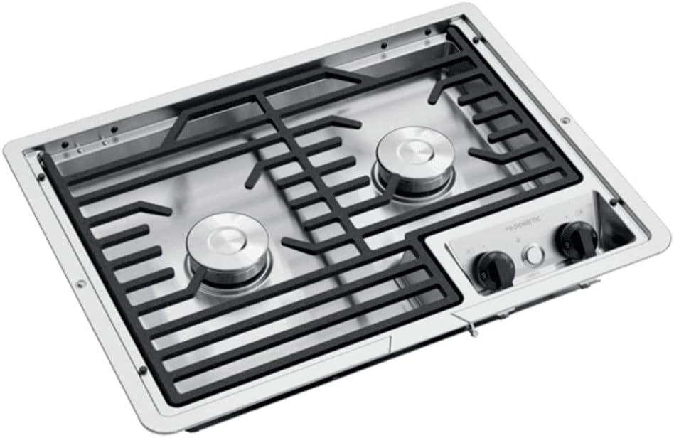 Dometic DROP-IN COOKTOP - Two Burner Cooktop Cast Iron/Flat Wire Grate -Top Mount Stove for RV and Outdoor Camper Kitchens - Smart Home Appliances