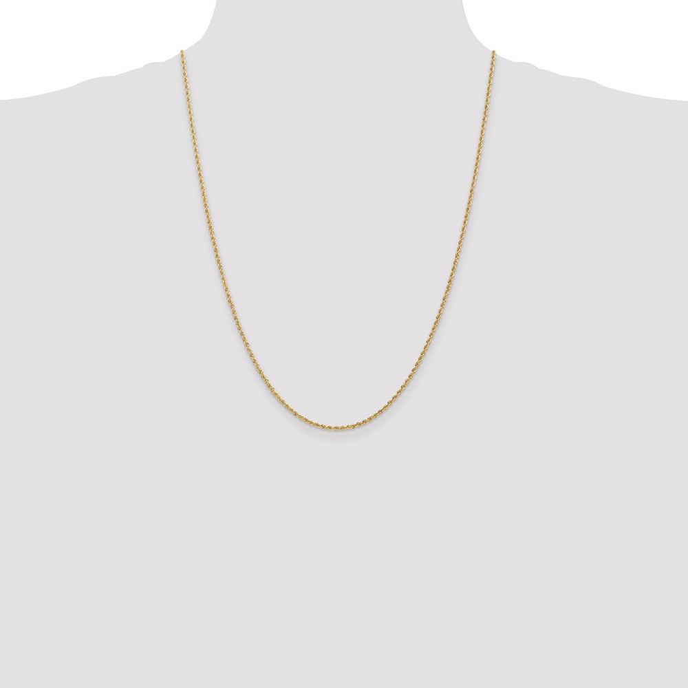 Leslie's Real 14kt Yellow Gold 1.6mm Solid Regular Rope Chain; 22 inch; Lobster Clasp; for Adults and Teens; for Women and Men