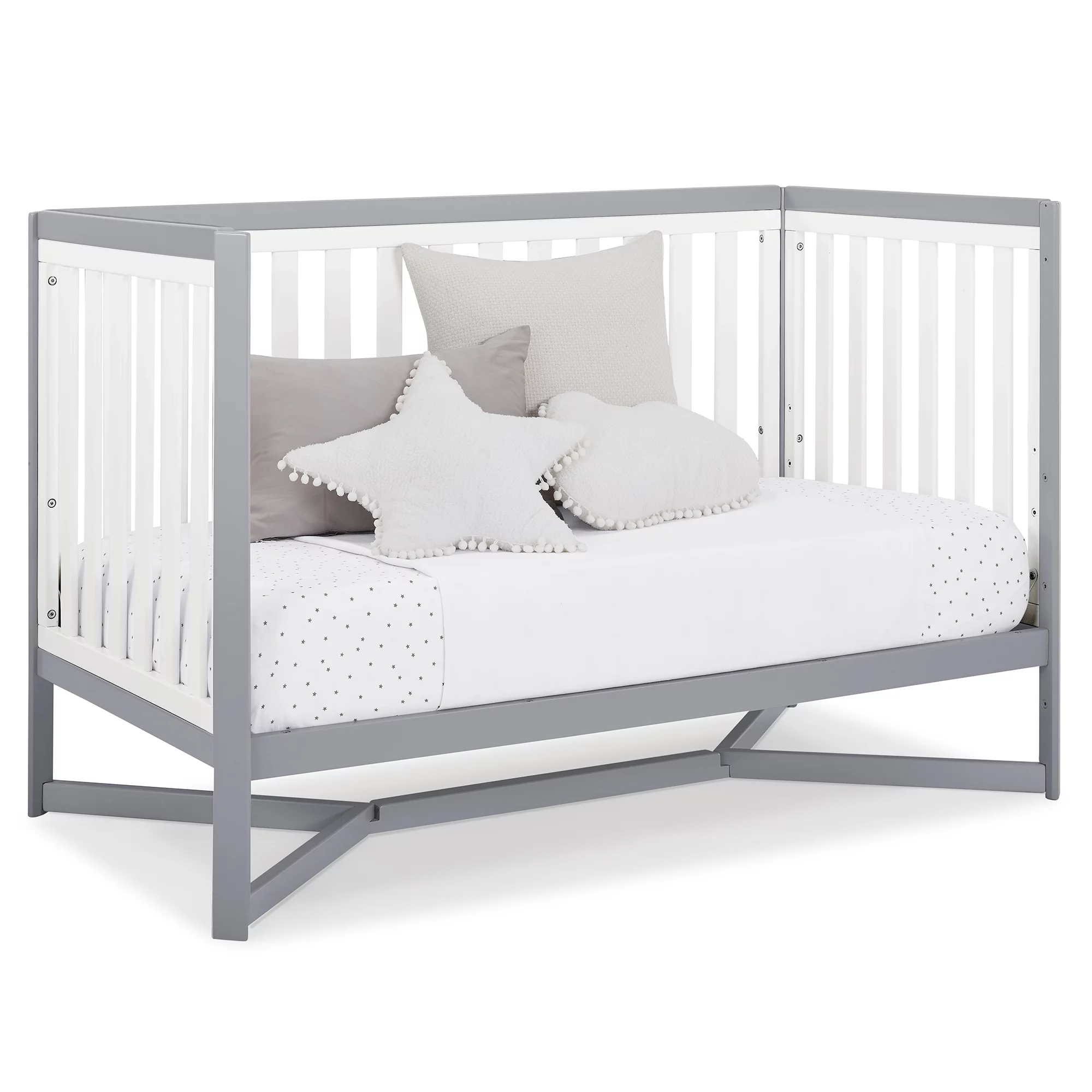 Delta Children Tribeca 4-in-1 Convertible Crib, Greenguard Gold Certified, White/Gray