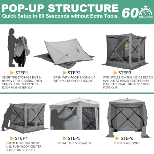 COBIZI 12x12ft Pop up Gazebo Screen Tent Screen House for Camping, Camping Outdoor Screened Gazebo, Canopy Tent