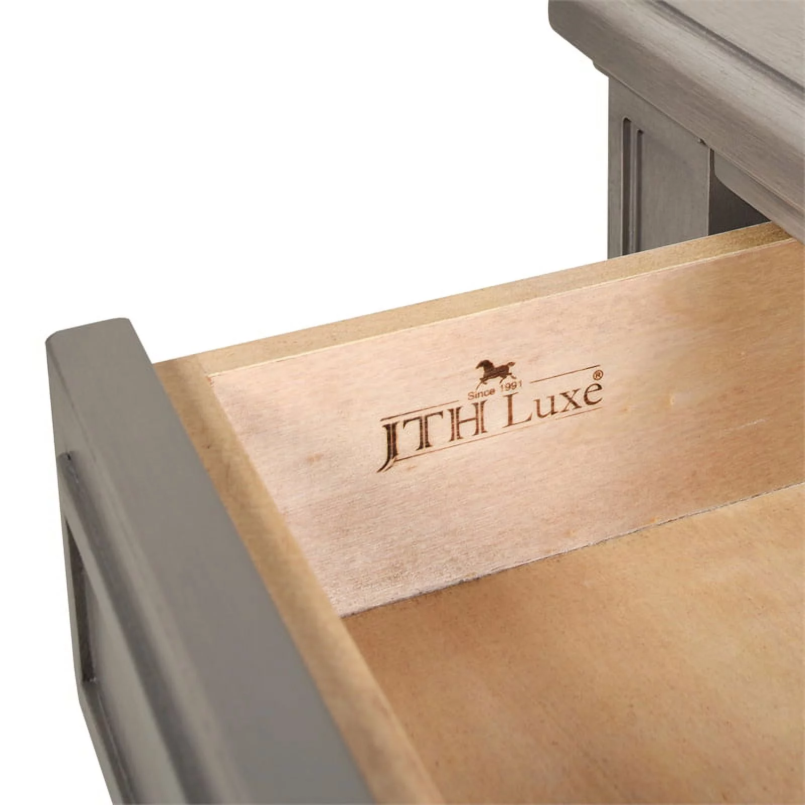 Jennifer Taylor Home Dauphin Gold Accent 5-Drawer Wood Desk Grey Cashmere