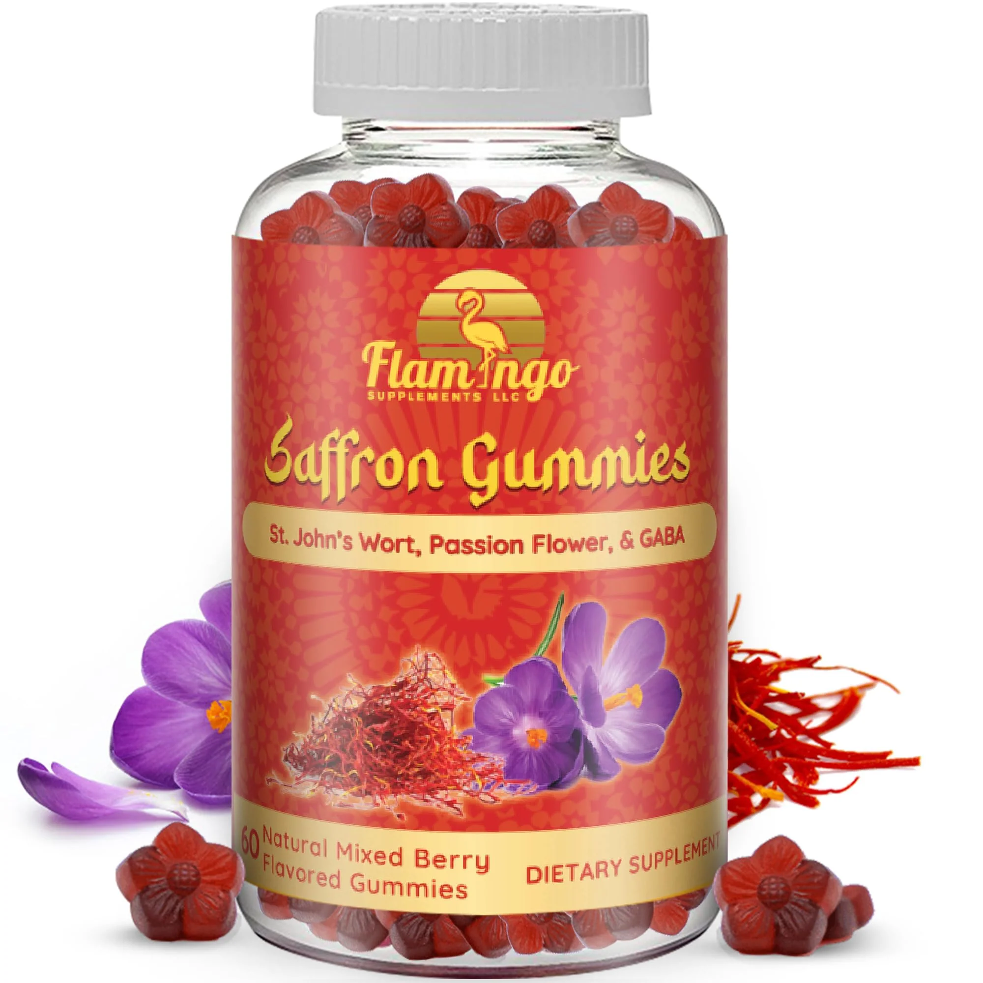 Saffron Extract Gummies-Sugar Free Saffron Supplement 88mg Enhanced with GABA, Saint John's Wort, Passion Flower- Saffron Supplements for Kids, Women
