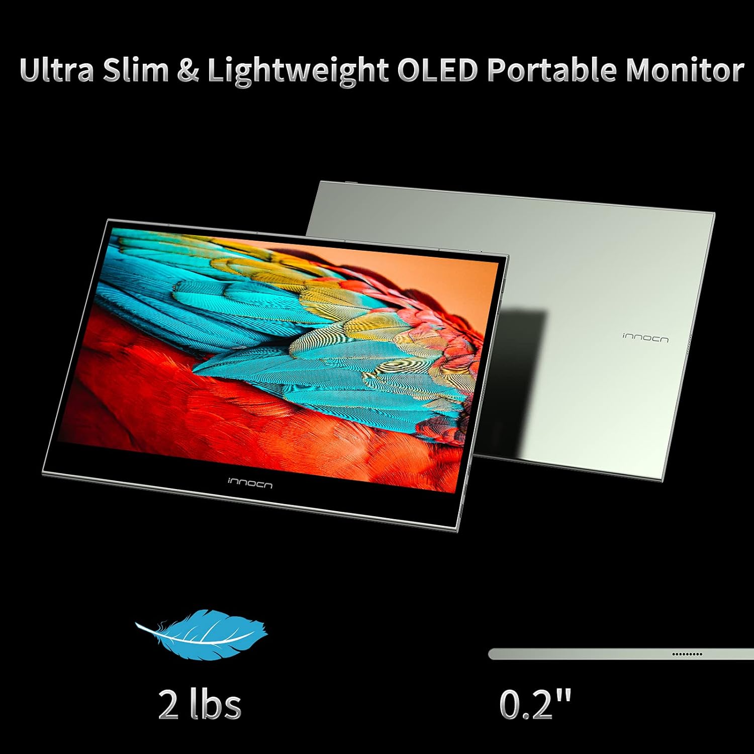 INNOCN 15.6" Portable Monitor - OLED Touch Monitor with Battery Second Touch Screen for Photo Editing with 4K, 100% DCI-P3, 100000:1, 10Bits
