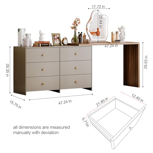 Large Makeup Vanity Desk with Mirror and Lights, Vanity Desk with 8 Drawers & Storage Shelves, Vanity Table with Power Outlet