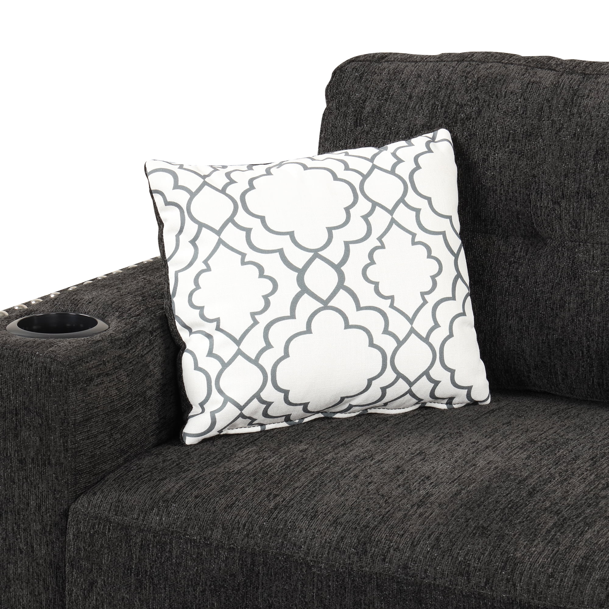 Reversible Sectional Pull-Out Sofa Bed L-Shaped Corner with Storage Chaise, Black