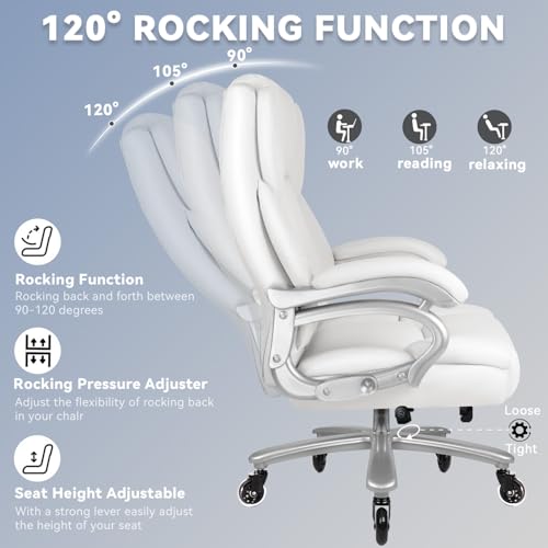 Big and Tall Office Chair 500lbs, Heavy Duty Executive Office Leather Chair for Heavy People