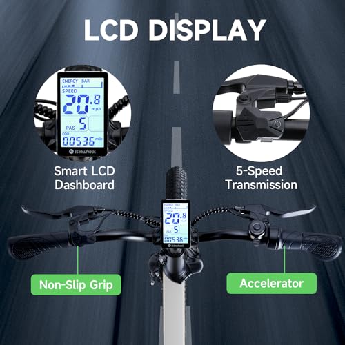 isinwheel U1 Electric Bike, 500W Motor, 20 mph, Folding Ebike, 14"/16"/20" Adults Electric Bicycles, 280.8Wh Battery, 25 Miles PAS Range, Black