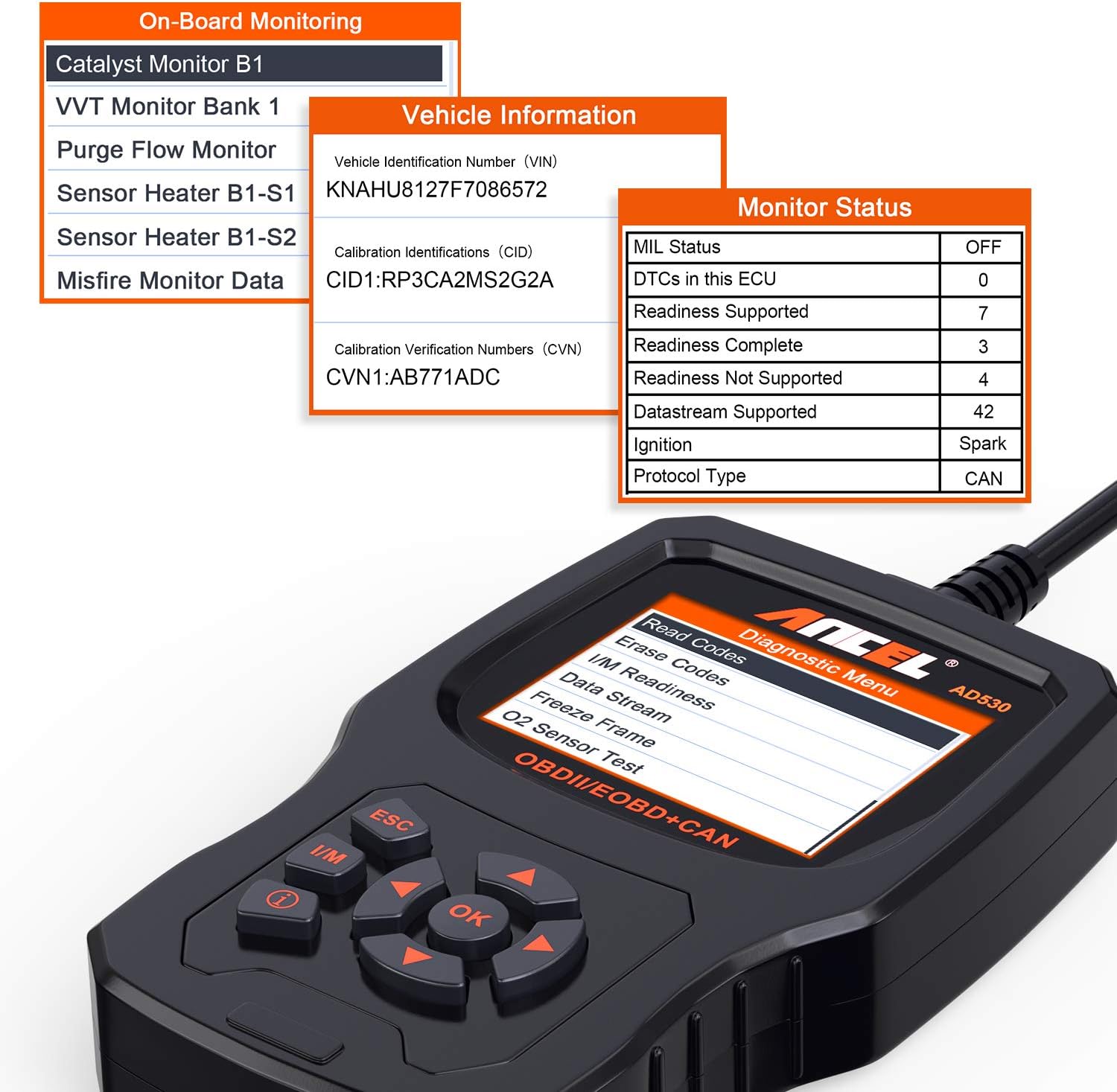 ANCEL AD530 Vehicle OBD2 Scanner Car Code Reader Diagnostic Scan Tool with Enhanced Code Definition and Upgraded Graphing Battery Status Pack of 2
