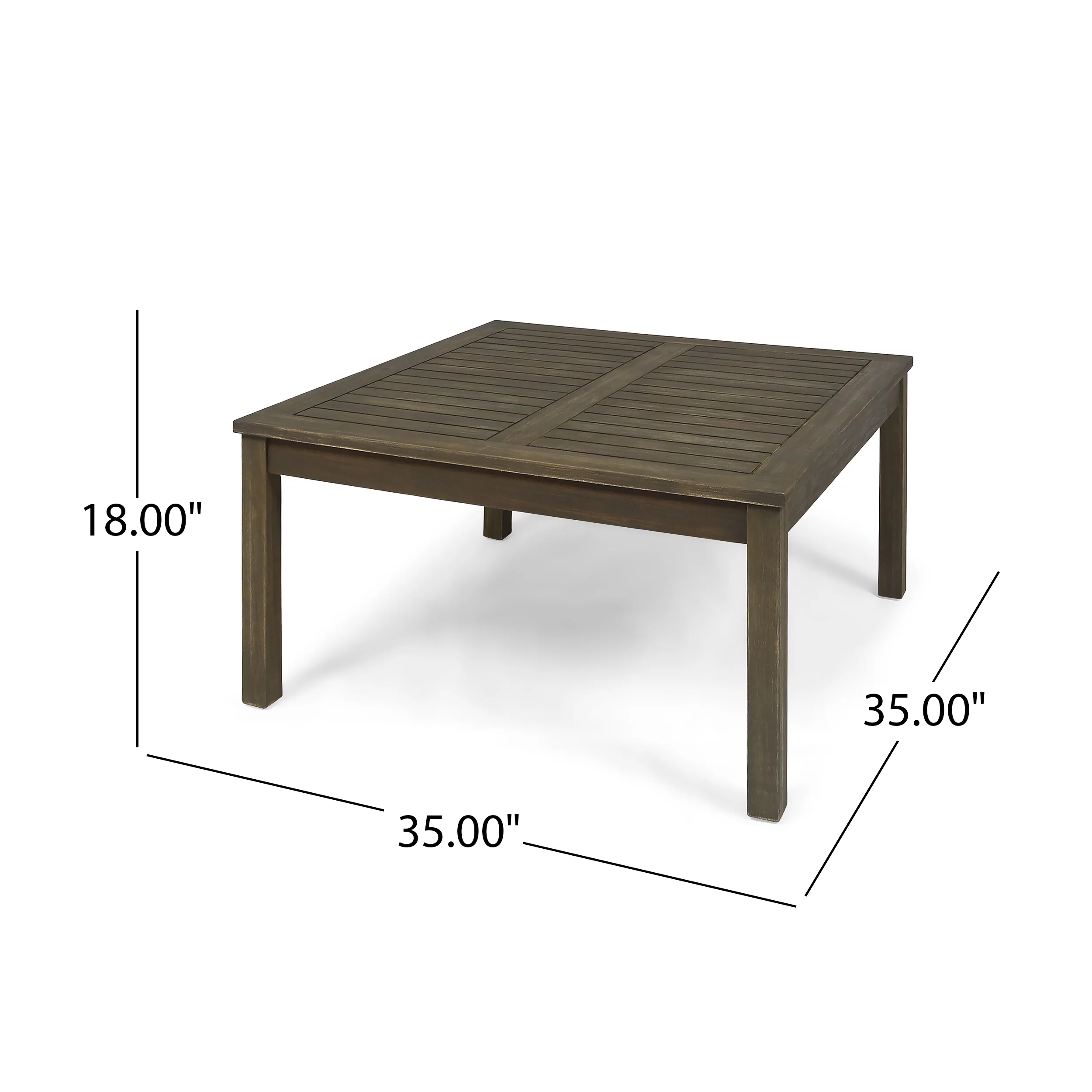 GDF Studio Abena Outdoor Acacia Wood Coffee Table, Gray