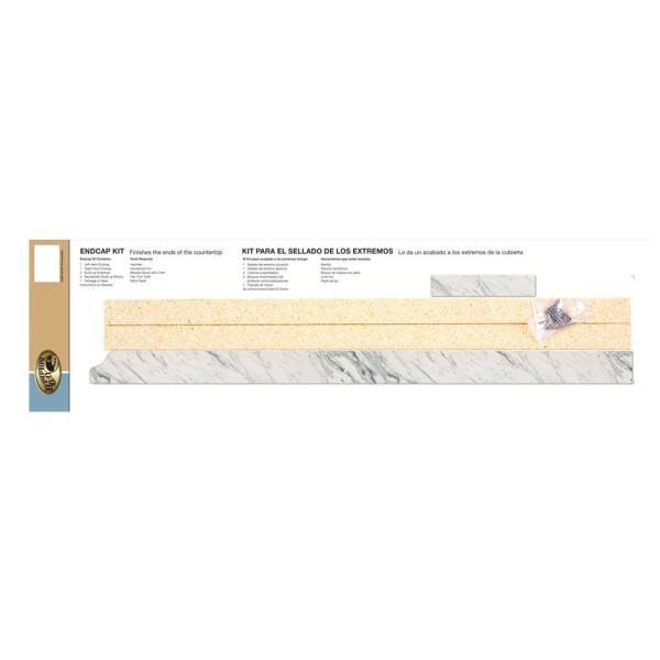 Hampton Bay 8 ft. White Laminate Countertop Kit with Left Miter and Full Wrap Ogee Edge in Calcutta Marble