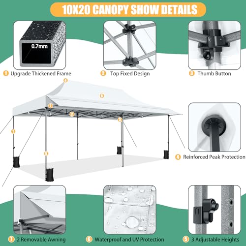 COBIZI 10x10 Pop Up Canopy Tent with Awning